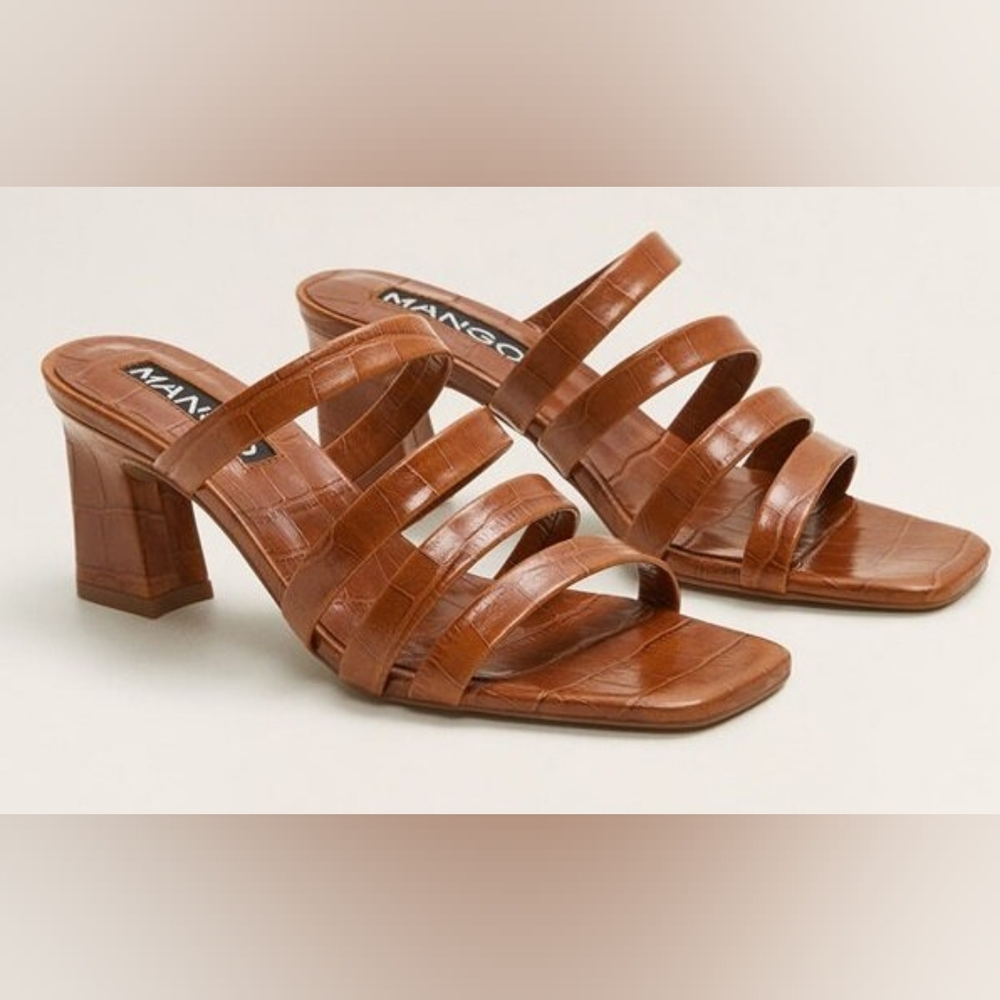 Mango Women's Brown Strappy Heeled Sandals. New . No box.